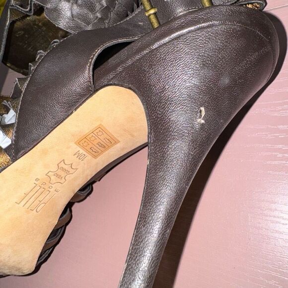 Pelle Moda Leather Heels Platform Caged Sandals Size 10 - Picture 3 of 6